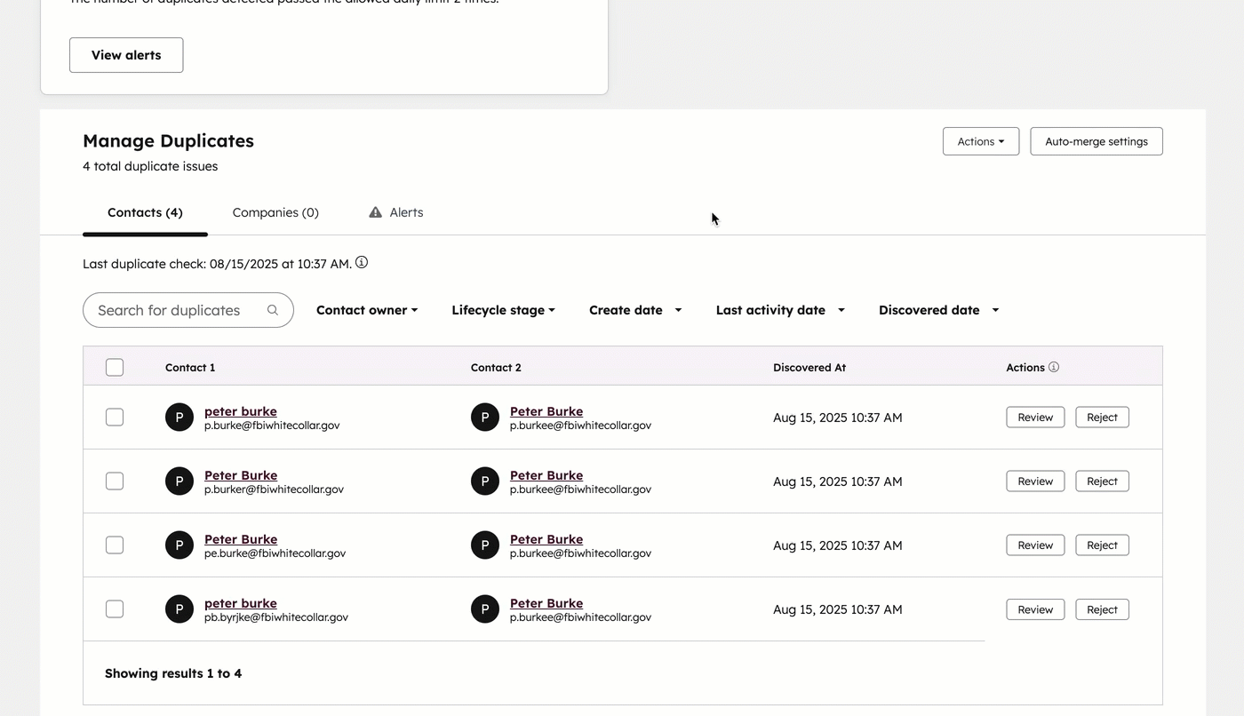 HubSpot Duplicate Contacts Tool