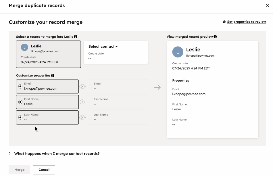 Merge Duplicate Contacts in HubSpot