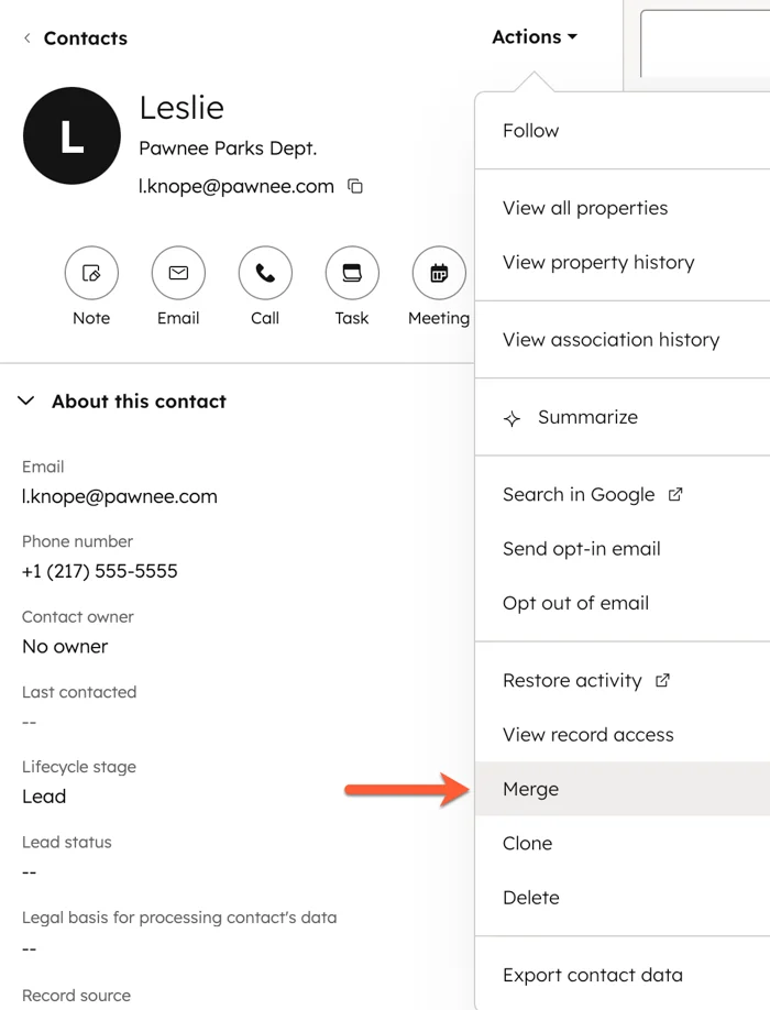 HubSpot Duplicate Contacts Process